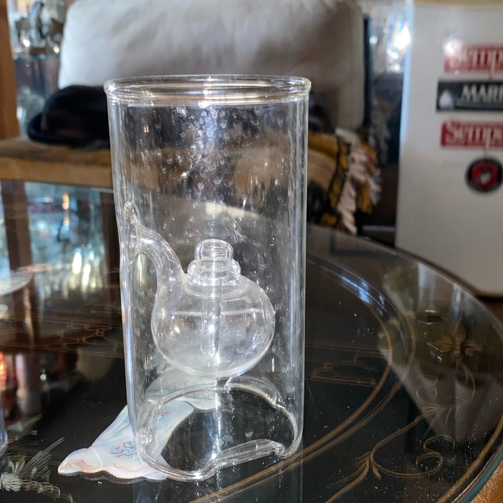 Vintage Wolfard Glass Blowing Company Hand Blown 6” Glass Oil Lamp candle type